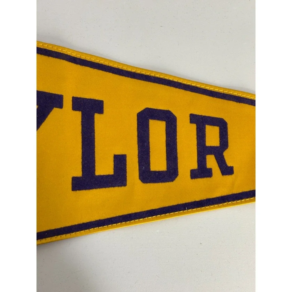 Taylor University Pennant Yellow Banner Full Seal Vintage Jesus Clean Spiritual
